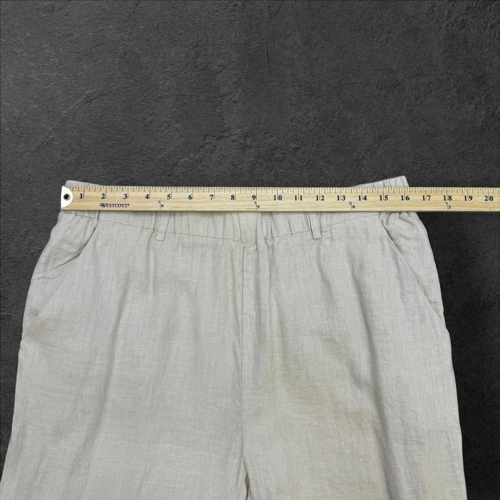Quince Womens 100% European Linen Wide Leg Pants Driftwood Beige L 25in Inseam
